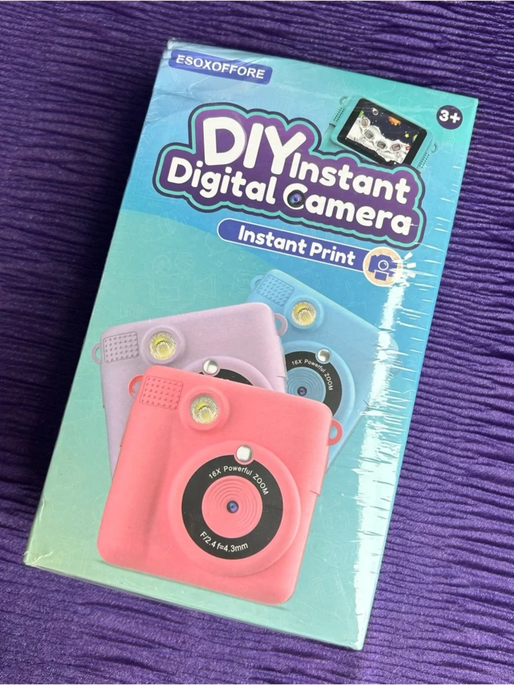 Purple Instant Print Camera for Kids
